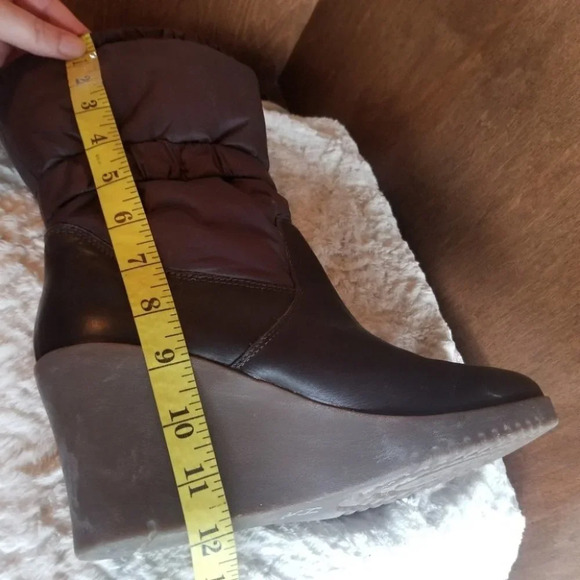 UGG 10  Cassidy 1943 Nylon Leather Wedge Boots Brown - Picture 11 of 13
